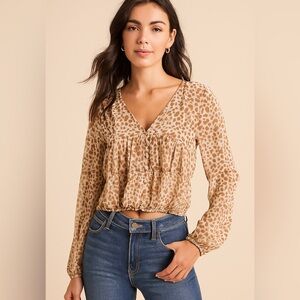 NWT Forever21 Leopard animal Print V-Neck Women's Top